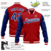 Custom Red Royal-White Bomber Full-Snap Varsity Letterman Two Tone Jacket