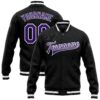 Custom Black Purple-White Bomber Full-Snap Varsity Letterman Jacket