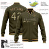 Custom Olive Camo Black-Old Gold Bomber Full-Snap Varsity Letterman Salute To Service Jacket