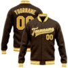 Custom Brown Gold-White Bomber Full-Snap Varsity Letterman Jacket