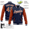 Custom Navy Texas Orange-White Bomber Full-Snap Varsity Letterman Two Tone Jacket