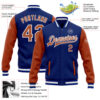 Custom Royal Texas Orange-White Bomber Full-Snap Varsity Letterman Two Tone Jacket