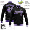Custom Black Purple-White Bomber Full-Snap Varsity Letterman Jacket