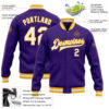 Custom Purple White-Gold Bomber Full-Snap Varsity Letterman Jacket