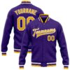 Custom Purple Gold-White Bomber Full-Snap Varsity Letterman Jacket