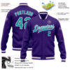 Custom Purple Teal-White Bomber Full-Snap Varsity Letterman Jacket