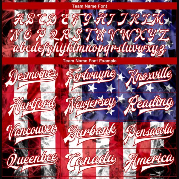 Custom White Royal-Red American Flag Fashion 3D Bomber Full-Snap Varsity Letterman Jacket