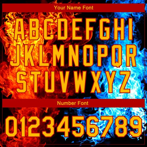 Custom Black Gold Red-Royal Flame 3D Pattern Design Bomber Full-Snap Varsity Letterman Jacket