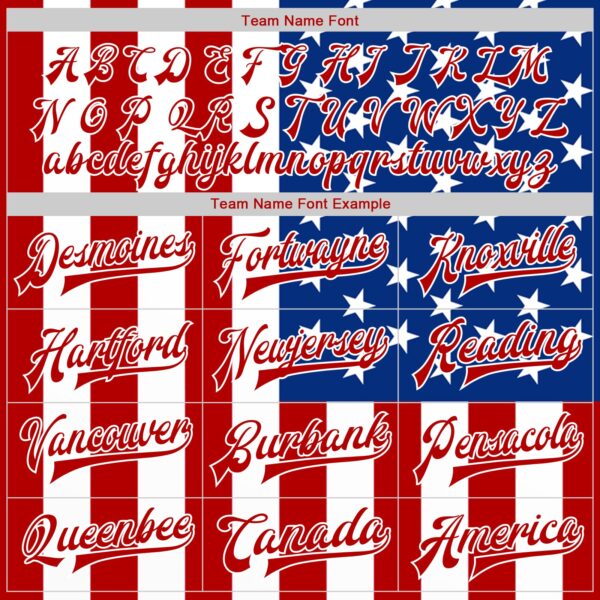 Custom White Royal-Red American Flag Fashion 3D Bomber Full-Snap Varsity Letterman Jacket