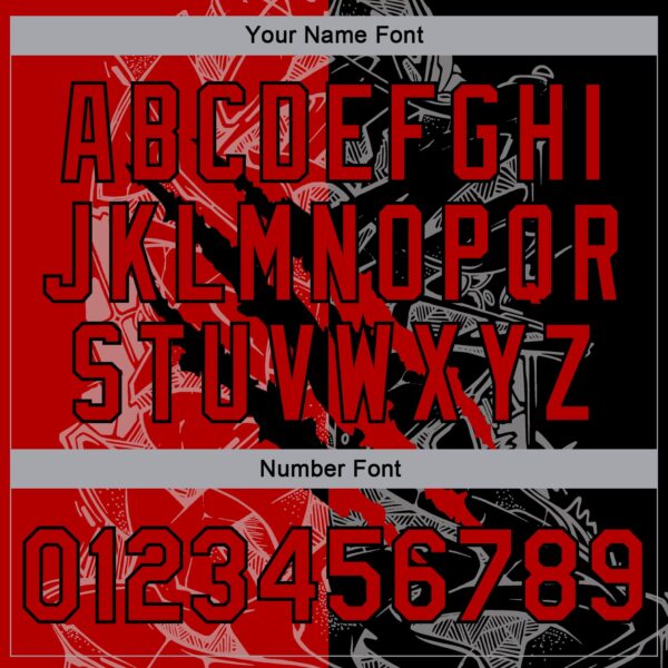 Custom Graffiti Pattern Red-Black Scratch 3D Bomber Full-Snap Varsity Letterman Jacket