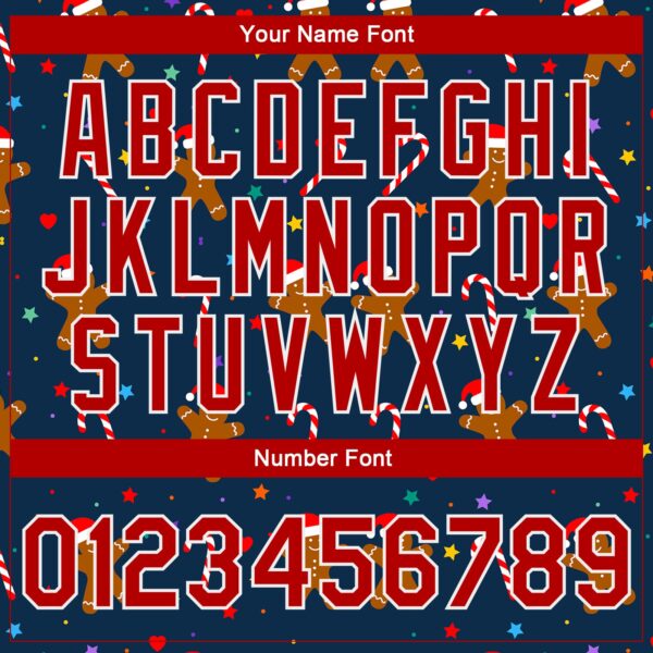 Custom Navy Red-White Christmas 3D Bomber Full-Snap Varsity Letterman Jacket