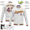 Custom White Purple-Gold Bomber Full-Snap Varsity Letterman Jacket