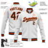 Custom White Black-Orange Bomber Full-Snap Varsity Letterman Jacket