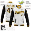 Custom White Black-Gold Bomber Full-Snap Varsity Letterman Two Tone Jacket