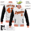 Custom White Orange-Black Bomber Full-Snap Varsity Letterman Two Tone Jacket