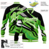 Custom Neon Green Neon Green Black-Gray 3D Pattern Design Bomber Full-Snap Varsity Letterman Jacket