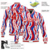 Custom Figure Red-Royal 3D Pattern Design Bomber Full-Snap Varsity Letterman Jacket