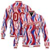 Custom Figure Red-Royal 3D Pattern Design Bomber Full-Snap Varsity Letterman Jacket