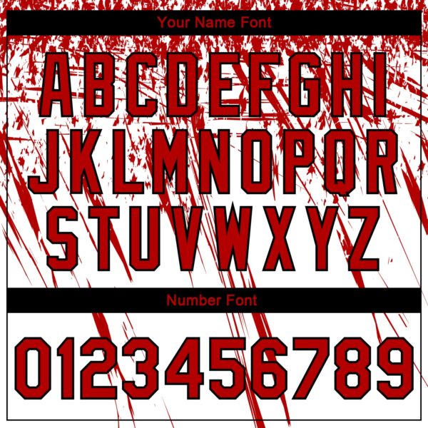 Custom White Red-Black 3D Pattern Design Bomber Full-Snap Varsity Letterman Jacket