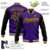 Custom Purple Black-Gold Bomber Full-Snap Varsity Letterman Two Tone Jacket