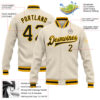 Custom Cream Black-Gold Bomber Full-Snap Varsity Letterman Jacket