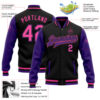 Custom Black Pink-Purple Bomber Full-Snap Varsity Letterman Two Tone Jacket