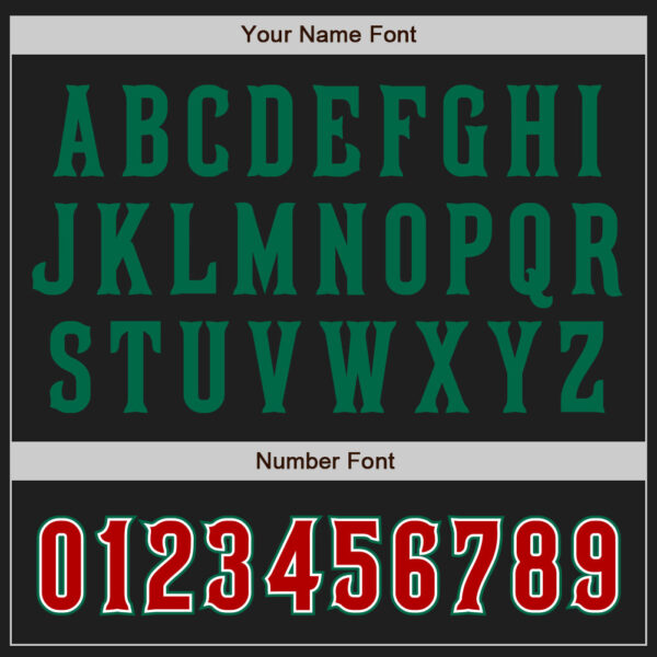 Custom Black Red-Kelly Green Mexico 3D Bomber Full-Snap Varsity Letterman Jacket