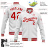 Custom White Red Bomber Full-Snap Varsity Letterman Jacket