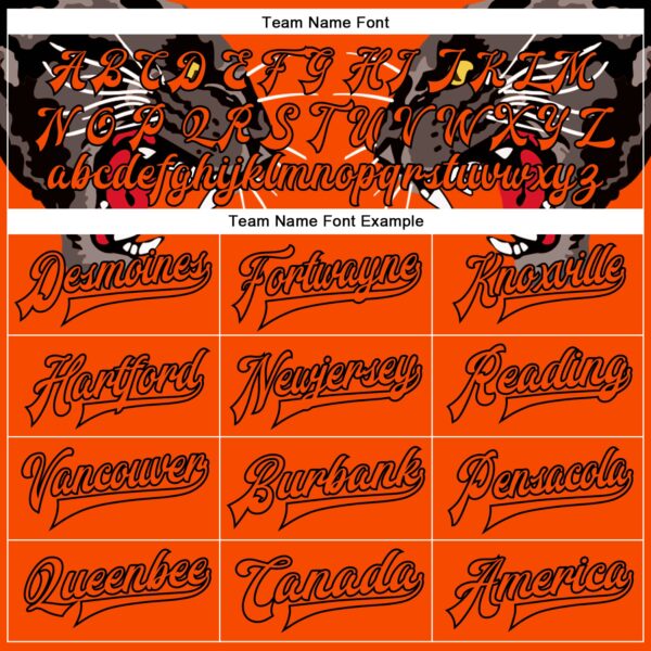 Custom Orange Black Leopard 3D Pattern Design Bomber Full-Snap Varsity Letterman Jacket