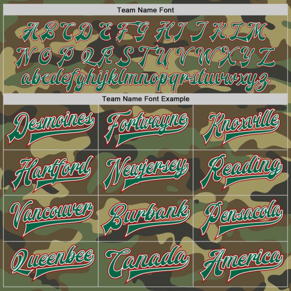 Custom Camo Red-Kelly Green Bomber Full-Snap Varsity Letterman Salute To Service Jacket