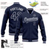 Custom Navy White Bomber Full-Snap Varsity Letterman Jacket