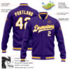 Custom Purple White-Gold Bomber Full-Snap Varsity Letterman Jacket