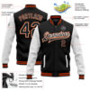 Custom Black White-Orange Bomber Full-Snap Varsity Letterman Two Tone Jacket