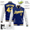 Custom Royal Yellow-White Bomber Full-Snap Varsity Letterman Two Tone Jacket
