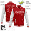 Custom Red White Bomber Full-Snap Varsity Letterman Two Tone Jacket