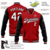 Custom Red White-Black Bomber Full-Snap Varsity Letterman Two Tone Jacket