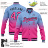 Custom Light Blue Pink-Black Bomber Full-Snap Varsity Letterman Fade Fashion Jacket