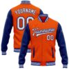 Custom Orange White-Royal Bomber Full-Snap Varsity Letterman Two Tone Jacket
