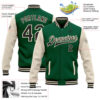 Custom Kelly Green Black-Cream Bomber Full-Snap Varsity Letterman Two Tone Jacket