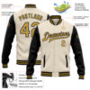 Custom Cream Old Gold-Black Bomber Full-Snap Varsity Letterman Two Tone Jacket