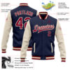 Custom Navy Maroon-Cream Bomber Full-Snap Varsity Letterman Two Tone Jacket