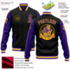 Custom Black Purple-Gold Bomber Full-Snap Varsity Letterman Two Tone Jacket