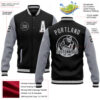 Custom Black White-Gray Bomber Full-Snap Varsity Letterman Two Tone Jacket
