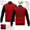 Custom Red Black Bomber Full-Snap Varsity Letterman Two Tone Jacket