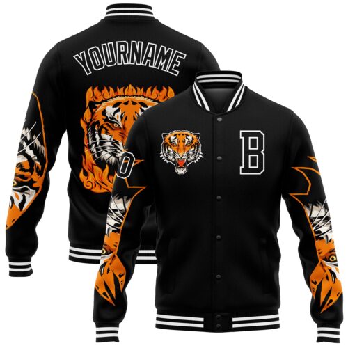 Jacket2791_e612ac92-1900-417b-993f-e2c95aee76d8 Custom Black White Tiger 3D Pattern Design Bomber Full-Snap Varsity Letterman Jacket