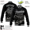 Custom Black White Chicago Illinois City Edition 3D Bomber Full-Snap Varsity Letterman Jacket