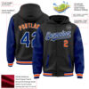 Custom Black Royal-Orange Bomber Full-Snap Varsity Letterman Two Tone Hoodie Jacket