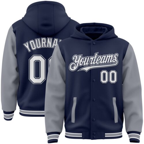 Jacket3171_736df7eb-9ab8-4c78-87aa-1cff3d71857c Custom Navy White-Gray Bomber Full-Snap Varsity Letterman Two Tone Hoodie Jacket
