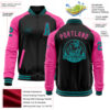 Custom Black Teal-Pink Bomber Varsity Letterman Two Tone Zipper Jacket