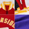 Custom Purple Gold-White Bomber Varsity Letterman Two Tone Zipper Jacket
